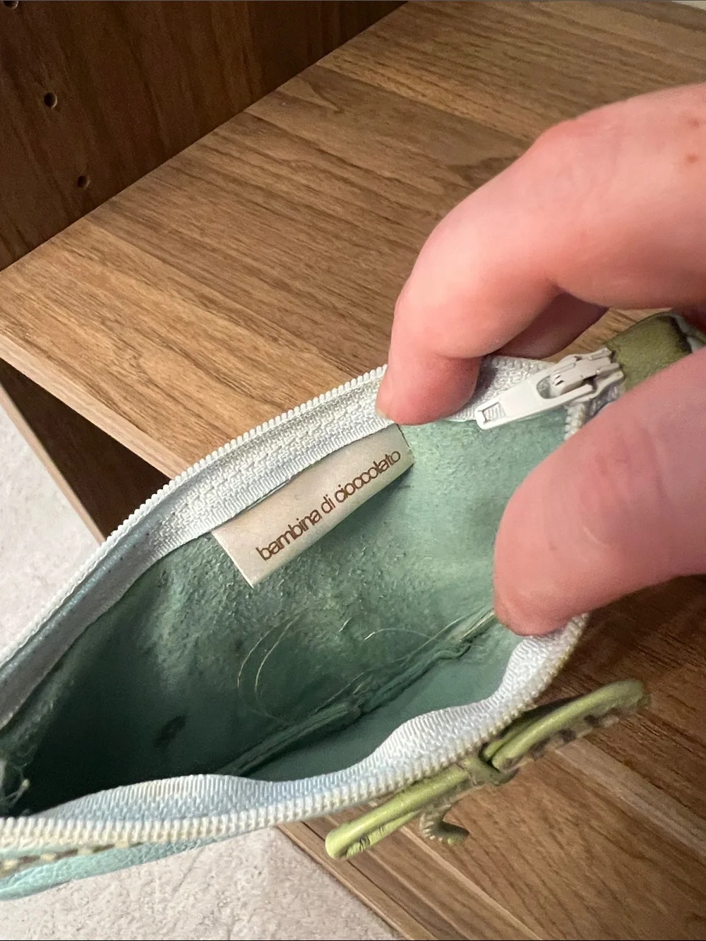 Mint and Lime Leather Zip Wallet - Women Bags Wallets